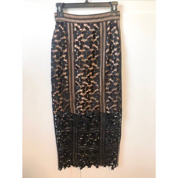 Self-Portrait Dresses & Skirts - Self-Portrait Black Lace Maxi Skirt